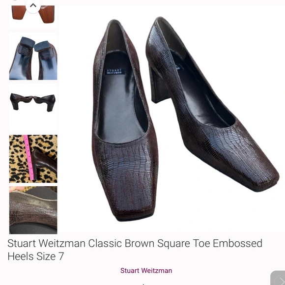 Stuart Weitzman  New leather Embossed Heels Size 7 - Picture 2 of 4